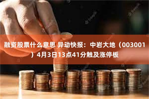 融资股票什么意思 异动快报：中岩大地（003001）4月3日13点41分触及涨停板