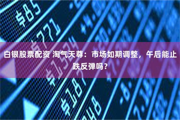 白银股票配资 淘气天尊：市场如期调整，午后能止跌反弹吗？